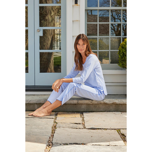 Lake Pajamas PJs Pima Classic Long Long Set Hydrangea NEW NWT L $128 - Picture 2 of 6